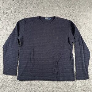 Vintage Polo Ralph Lauren Sweatshirt Mens Large Navy‎ Striped 90s Crewneck Pony